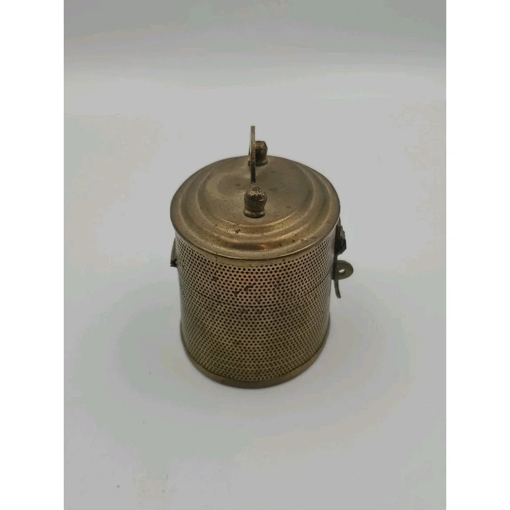 Vintage‎ Indian Handcrafted Brass Jali Cut Box Trinket Storage Stash Decorative
